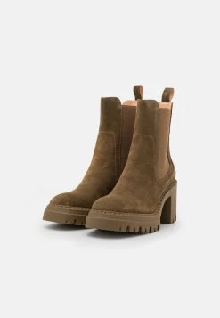 Pier One Leather - Bottines À Talons Hauts - Khaki -Pier One ff13d28992db4166bc36801bf3a65856